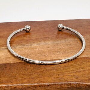 14K White Gold Womens Etched Bangle Cuff Bracelet Ladies New 14 K Silver Jewelry